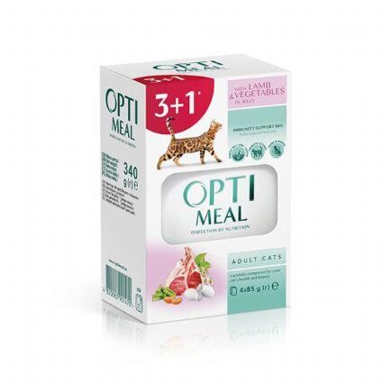 Optimeal Kuzu Etli Sebzeli Yetişkin Kedi Yaş Maması 85 gr (4 AL 3 ÖDE) - 1
