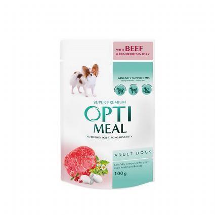 Optimeal Probiyotik İçerikli Sığır Etli Yaş Küçük Irk Yetişkin Köpek Maması 85 gr - 1