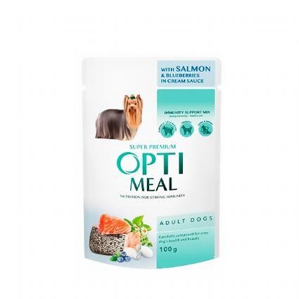 Optimeal Probiyotik İçerikli Somon Balıklı Yaban Mersinli Yaş Küçük Irk Yetişkin Köpek Maması 85 gr - 1