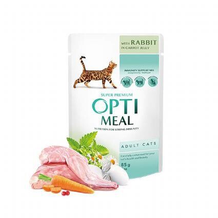 Optimeal Tavşanlı Havuçlu Yetişkin Kedi Yaş Maması 85 gr - 1