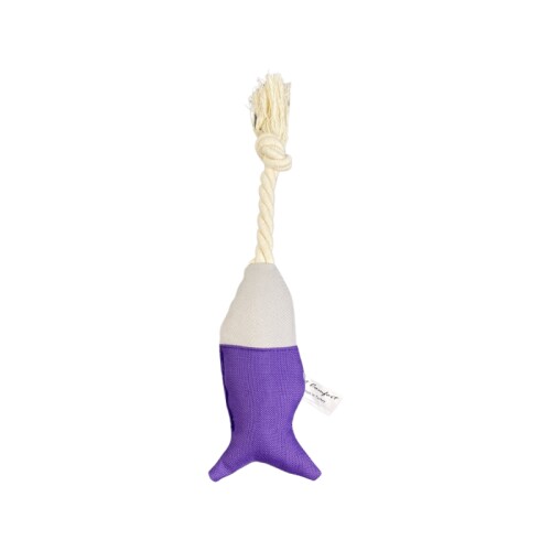 Pet Comfort İpli Balık Su Geçirmez Kedi Oyuncağı Mor-A.Gri Ø6cm, 24cm - 1