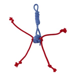 Pet Comfort İpli Kedi Oyuncağı, 100% Pamuk, Gri-Kırmızı 25cm - Pet Comfort