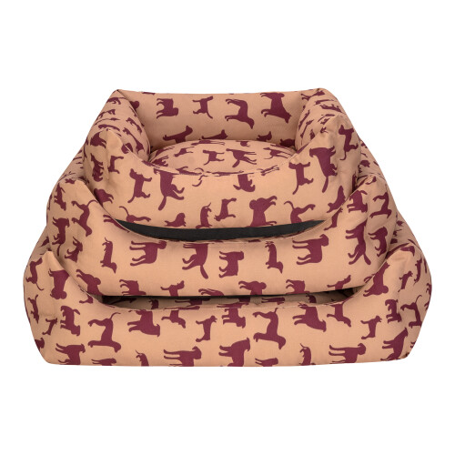 Pet Comfort Uniform Bej-Bordo Kedi ve Köpek Yatağı M 60x50cm - 4