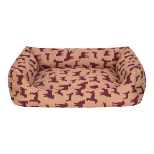 Pet Comfort Uniform Bej-Bordo Köpek Yatağı L 70x60cm - Pet Comfort