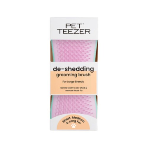 Pet Teezer Tüy Dökülme Karşıtı ve Kir Temizleyici Pembe Köpek Fırçası - 1