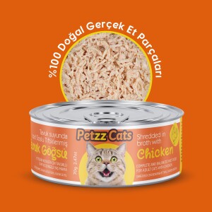 PetzzCats Tavuk Etli Konserve Kedi Maması 85 Gr 24 Adet - PetzzCats