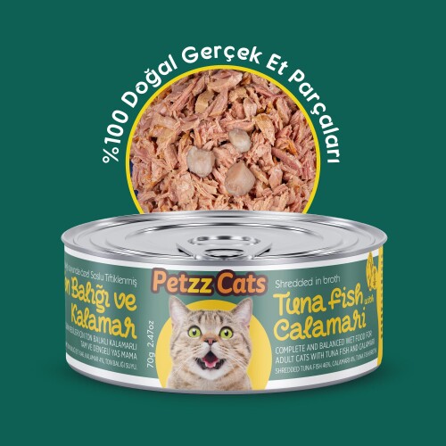 PetzzCats Ton Balığı & Kalamar Konserve Kedi Maması 85 Gr 24 Adet - 1