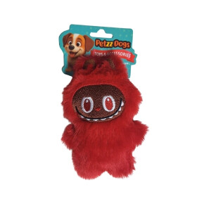 PetzzDogs Labubu Peluş Kırmızı Köpek Çiğneme Oyuncağı 16x10 Cm - PetzzDogs