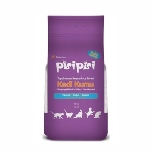 Pisipisi Pudra Kokulu İnce Taneli Topaklanan Bentonit Kedi Kumu 10 kg - 1