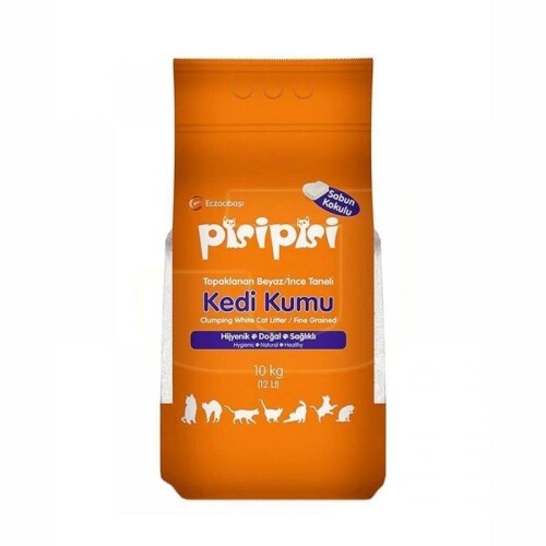Pisipisi Sabun Kokulu İnce Taneli Topaklanan Bentonit Kedi Kumu 10 kg - 1