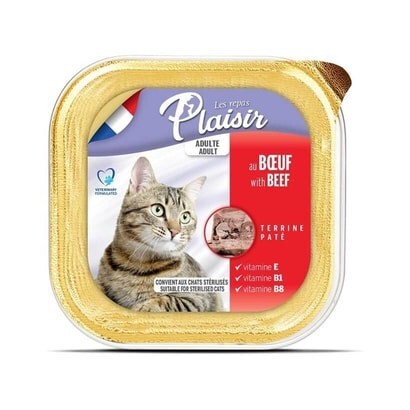 Plaisir Pate Ezme Biftekli Yetişkin Kedi Konservesi 100 gr - 1