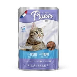 Plaisir Pouch Alabalık ve Karidesli Yetişkin Kedi Konservesi 100 gr - Plaisir