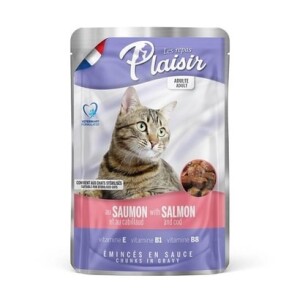 Plaisir Pouch Somonlu ve Morina Balıklı Yetişkin Kedi Konservesi 100 gr - Plaisir