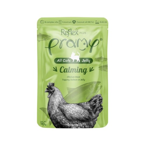 Pramy Calming Jelly Tavuk Etli Somonlu Yetişikin Kedi Konserve Maması 70 gr - 1