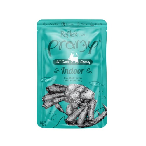 Pramy İndoor Ev Kedileri İçin Yengeçli Ton Balıklı Yetişikin Kedi Konserve Maması 70 gr - 1