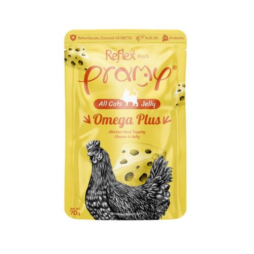 Pramy Omega Plus Jelly Tavuklu Ve Peynirli Yetişikin Kedi Konserve Maması 70 gr - 1