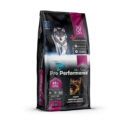 Pro Performance Ultra Premium Orta ve Büyük Irklar İçin Kuzulu ve Yaban Mersinli Yavru Köpek Maması 12 Kg - 1