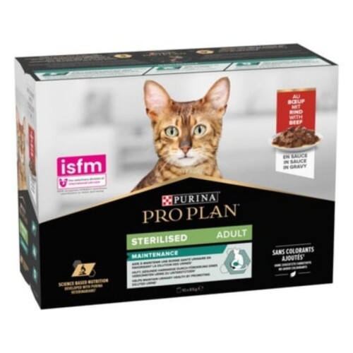 Pro Plan Pouch Sos İçinde Sığır Etli Kısırlaştırılmış Yetişkin Kedi Konservesi 85 Gr x 10 Adet - 1