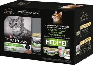 Pro Plan Sterilised Kısırlaştırılmış Kediler İçin Somonlu Kedi Maması 1,5 kg + Adet Konserve Hediyeli Paket - Pro Plan