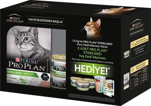 Pro Plan Sterilised Kısırlaştırılmış Kediler İçin Somonlu Kedi Maması 1,5 kg + Adet Konserve Hediyeli Paket - 1