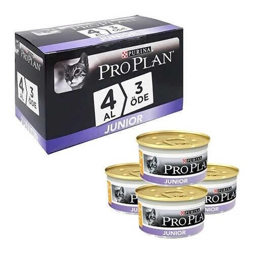 Pro Plan Tavuklu Junior Yavru Kedi Konserve Maması (4 AL 3 ÖDE) - 1