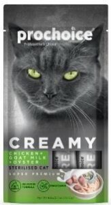 Prochoice Creamy Tavuklu ve Keçi Sütlü Sıvı Krema Kısırlaştırılmış Kedi Ödülü 4 X 15 gr - Prochoice