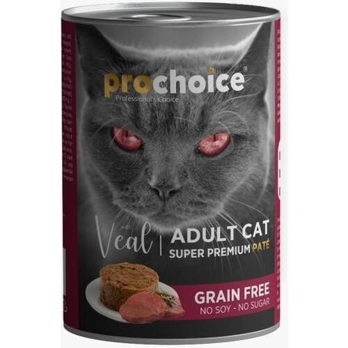 ProChoice Dana Etli Tahılsız Ezme Yetişkin Kedi Konservesi 400 gr X 6 Adet - 1