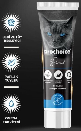 Prochoice Dermal Kedilerde Deri ve Tüy Sağlığı için Biotinli Kedi Macunu 100 ml - 1