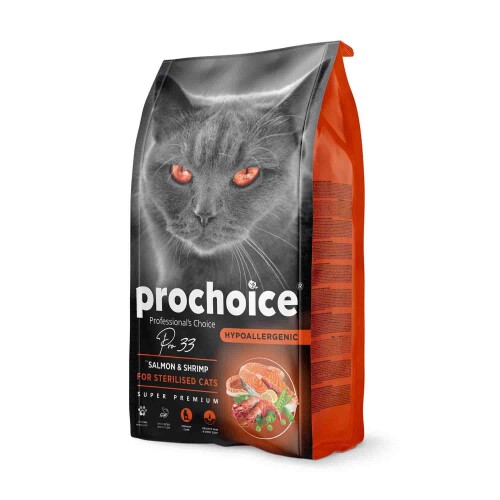 ProChoice Pro 33 Sterilised Somonlu ve Karidesli Kısırlaştırılmış Yetişkin Kedi Maması 2 kg - 1