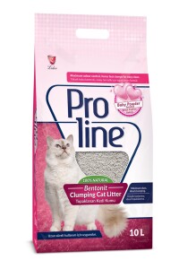 Proline Bebek Pudrası Kokulu Kalın Taneli Topaklanan Bentonit Kedi Kumu 10 lt - Proline