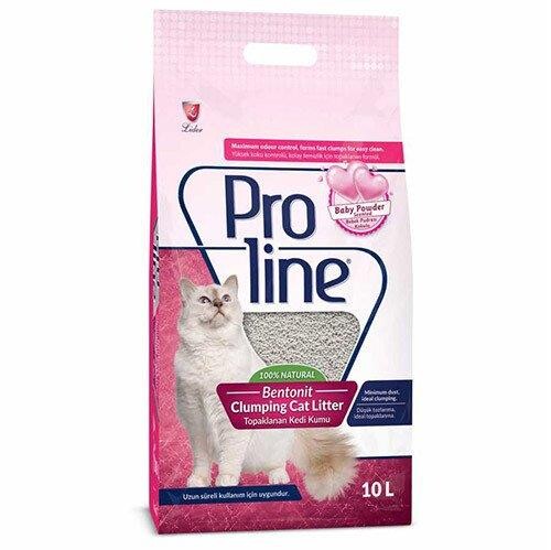Proline Doğal Topaklanan Baby Powder Kokulu Kedi Kumu İnce Taneli 10 lt - 1