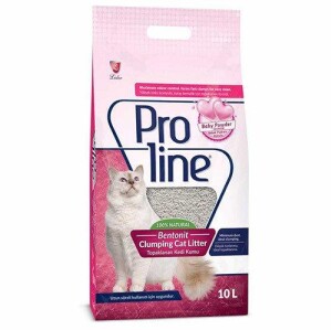 Proline Bebek Pudralı İnce Taneli Topaklanan Bentonit Kedi Kumu 10 lt - Proline