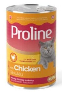 Proline Sos İçinde Parça Etli Tavuklu Yetişkin Kedi Konserve Maması 400 gr - Proline