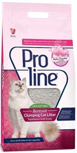 Proline Bebek Pudralı İnce Taneli Topaklanan Bentonit Kedi Kumu 20 lt - 1