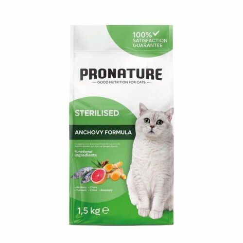 Pronature Hamsili ve Pirinçli Kısırlaştırılmış Yetişkin Kedi Maması 1,5 Kg - 1