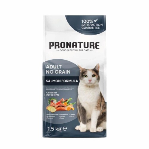 Pronature Hypo-Allergenic Somonlu Karidesli ve Enginarlı Tahılsız Yetişkin Kedi Maması 1,5 kg - 1