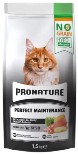Pronature Hypo-Allergenic Tahılsız Somonlu Karidesli ve Enginarlı Yetişkin Kedi Maması 1,5 kg - 1