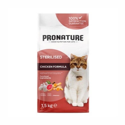 Pronature Kilo Kontrolü İçin Tavuklu ve Pirinçli Kısırlaştırılmış Yetişkin Kedi Maması 1,5 kg - 1