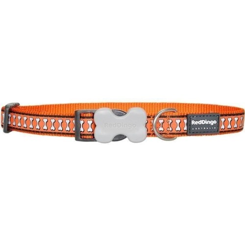 RedDingo Fosforlu Kemik Desenli Turuncu Köpek Boyun Tasması 20 mm M - 1
