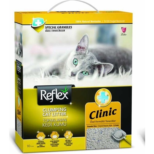 Reflex Clinic Özel Formüllü Tanecikler Topaklaşan Bentonit Kedi Kumu 10 lt - 1