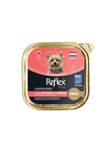 Reflex Plus Alu Tray Karides ve Somonlu Pate Kıyılmış Küçük Irk Yetişkin Köpek Konservesi 85 gr - 1