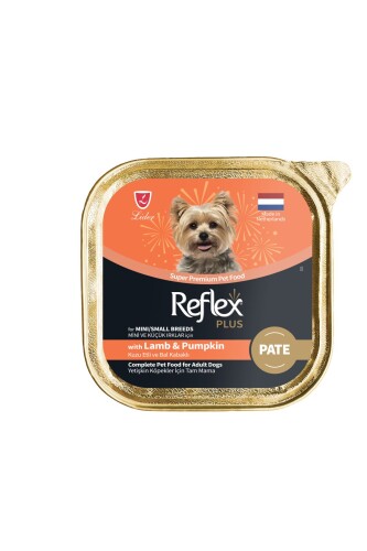 Reflex Plus Alu Tray Kuzu Etli ve Bal Kabaklı Pate Kıyılmış Küçük Irk Yetişkin Köpek Konservesi 85 gr - 1