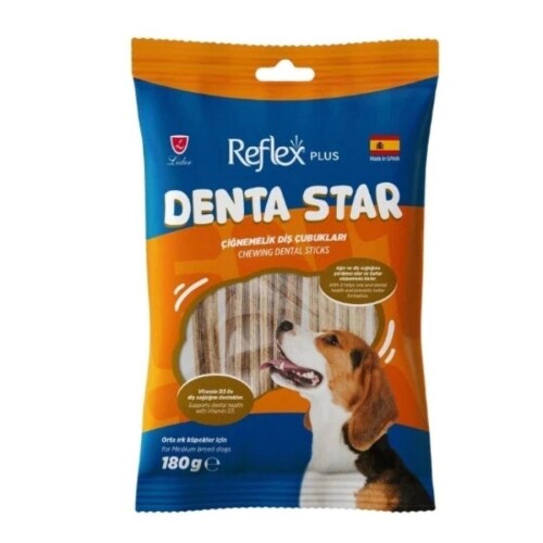 Reflex Plus Denta Star Diş Sağlığı Destekleyici Orta Irk Köpek Ödül Maması 180 gr - 1