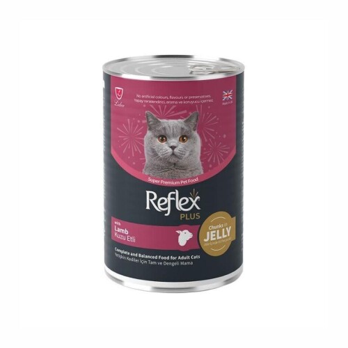 Reflex Plus Jöle İçinde Et Parçacıklı Kuzu Etli Yetişkin Kedi Konservesi 400 Gr - 1