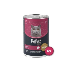 Reflex Plus Jöle İçinde Et Parçacıklı Kuzu Etli Yetişkin Kedi Konservesi 400 Gr X 6 Adet - Reflex Plus