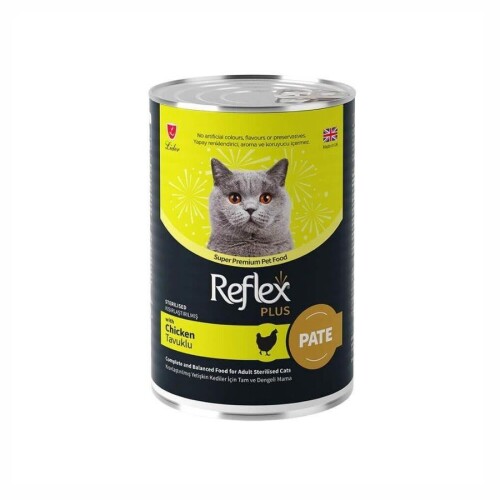 Reflex Plus Pate İçinde Et Parçacıklı Tavuklu Kısırlaştırılmış Kedi Konservesi 395 Gr - 1