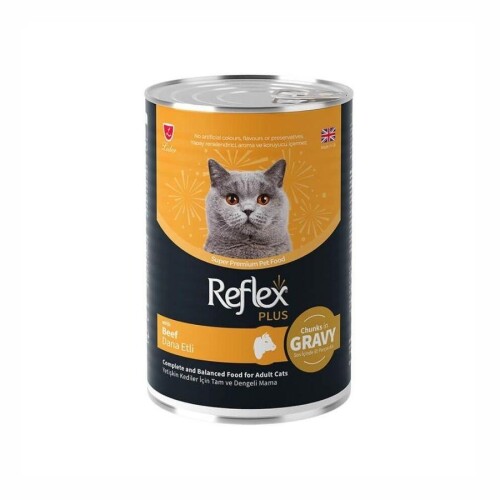 Reflex Plus Sos İçinde Et Parçacıklı Dana Etli Yetişkin Kedi Konservesi 400 Gr - 1