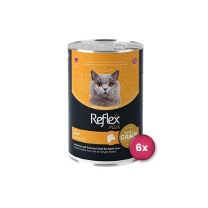 Reflex Plus Sos İçinde Et Parçacıklı Dana Etli Yetişkin Kedi Konservesi 400 Gr X 6 Adet - Reflex Plus