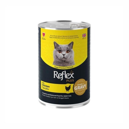 Reflex Plus Sos İçinde Et Parçacıklı Tavuklu Yetişkin Kedi Konservesi 400 Gr - 1