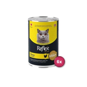 Reflex Plus Sos İçinde Et Parçacıklı Tavuklu Yetişkin Kedi Konservesi 400 Gr X 6 Adet - Reflex Plus